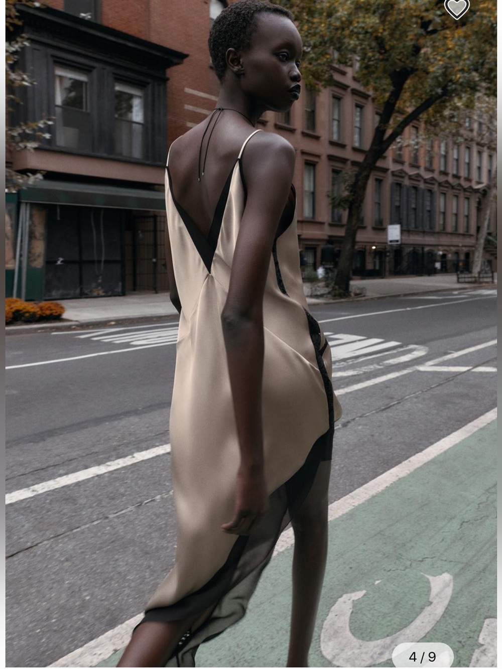Zara Champagne Slip Dress with Black Contrast Trim - Picture 4 of 11